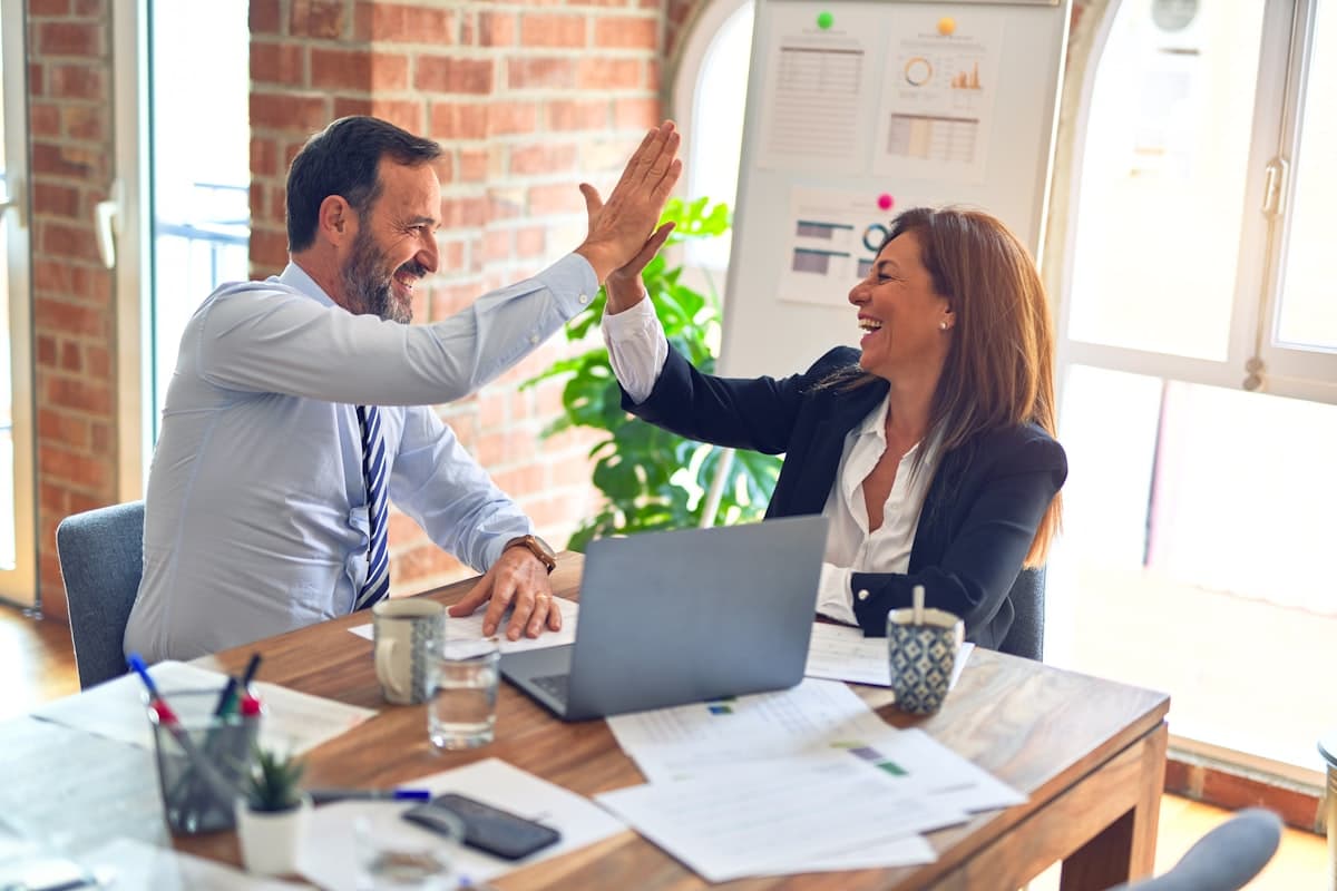 HR consulting team collaborating in a modern office